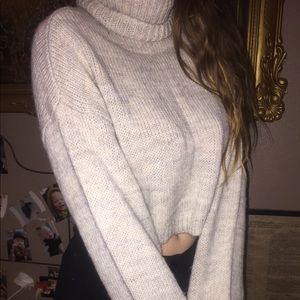 obey knit cropped turtleneck sweater